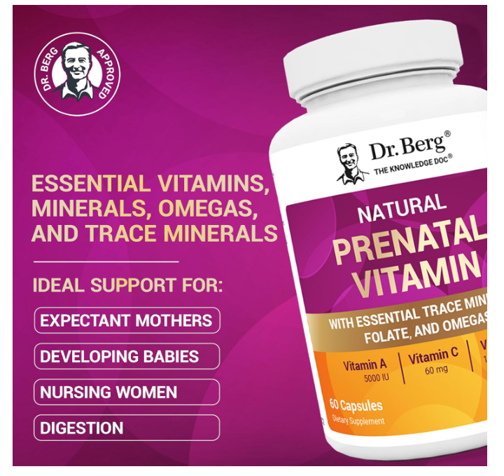 Dr. Berg Natural Prenatal Multivitamins with Superfood Extracts - 60 Capsules
