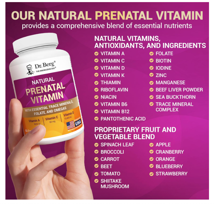 Dr. Berg Natural Prenatal Multivitamins with Superfood Extracts - 60 Capsules
