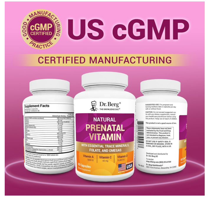 Dr. Berg Natural Prenatal Multivitamins with Superfood Extracts - 60 Capsules