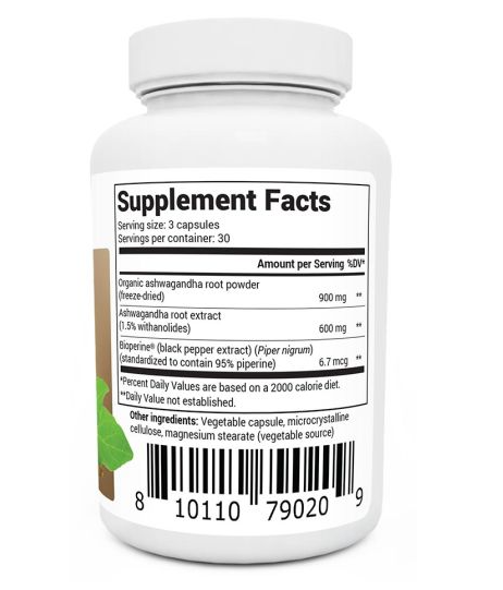 Dr. Berg Ashwagandha with Black Pepper - 90 Vegetable Capsules