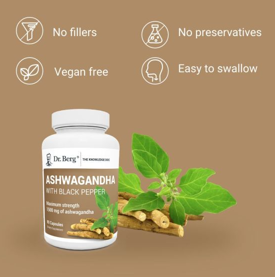 Dr. Berg Ashwagandha with Black Pepper - 90 Vegetable Capsules
