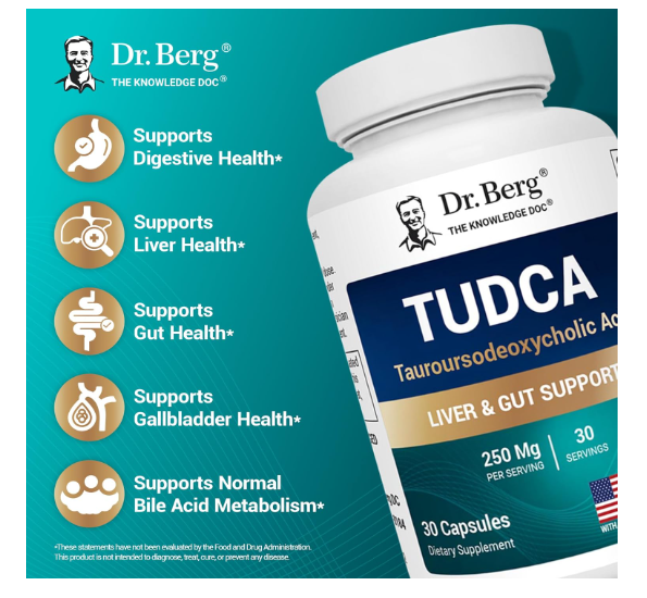Dr. Berg TUDCA - 250 mg of Tauroursodeoxycholic Acid - 30 Vegetable Capsules