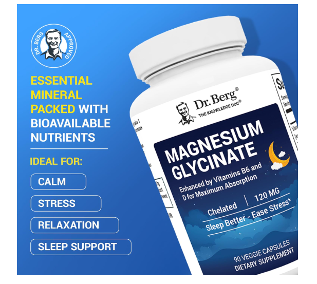 Dr. Berg Magnesium Glycinate with Vitamin D B6 & Zinc - 90 Capsules