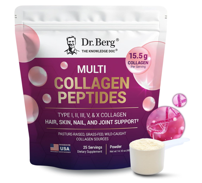 Multi Collagen Peptides - Grass-Fed, Pasture-Raised and Wild-Caught Collagen Sources - 25 Servings
