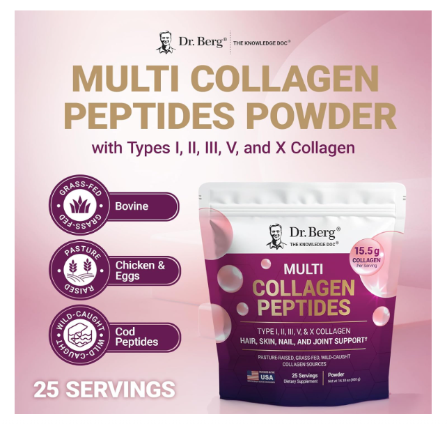 Multi Collagen Peptides - Grass-Fed, Pasture-Raised and Wild-Caught Collagen Sources - 25 Servings