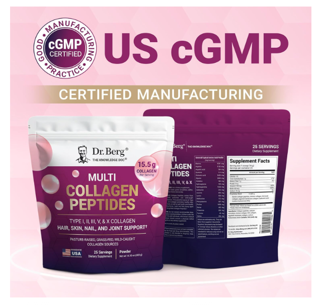 Multi Collagen Peptides - Grass-Fed, Pasture-Raised and Wild-Caught Collagen Sources - 25 Servings