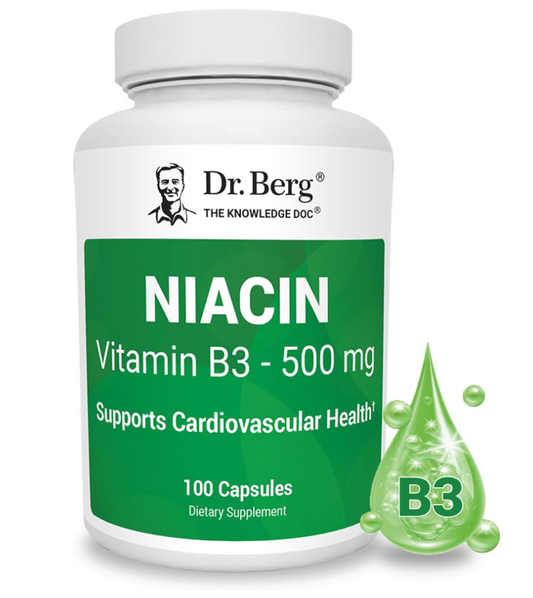 Niacin - 500 mg of Vitamin B3 - 100 Gelatin Capsules