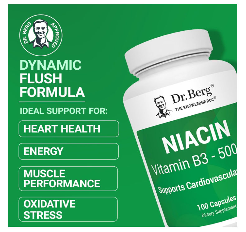 Niacin - 500 mg of Vitamin B3 - 100 Gelatin Capsules