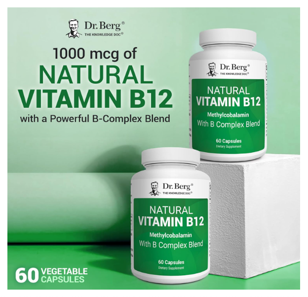 Dr. Berg Natural Vitamin B12 - 1000 mcg Methylcobalamin - 60 Capsules