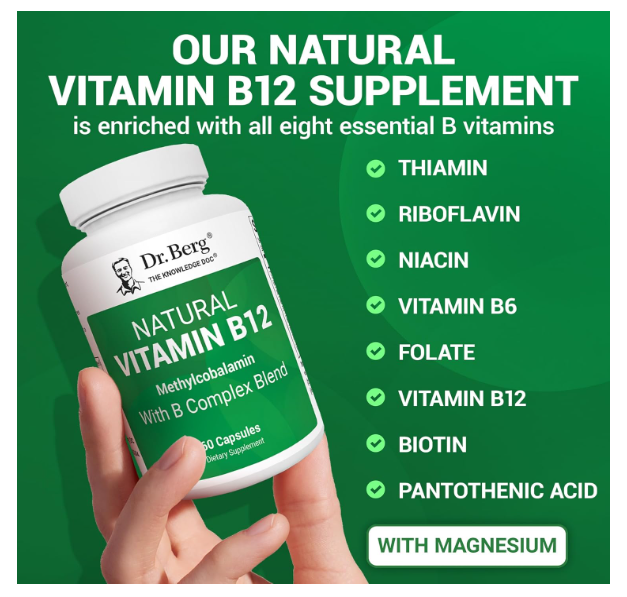Dr. Berg Natural Vitamin B12 - 1000 mcg Methylcobalamin - 60 Capsules