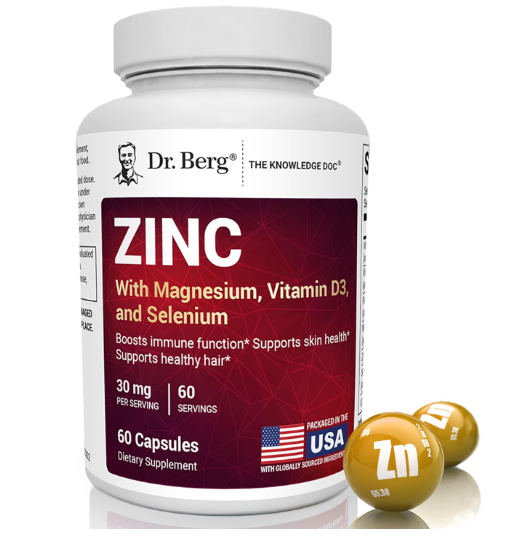 Dr. Berg Zinc with Magnesium, Vitamin D3 and Selenium - 60 Capsules