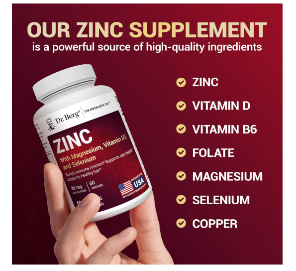 Dr. Berg Zinc with Magnesium, Vitamin D3 and Selenium - 60 Capsules