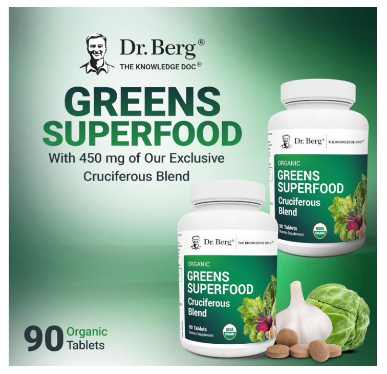Dr. Berg Organic Greens Superfood - Cruciferous Blend - 90 Capsules