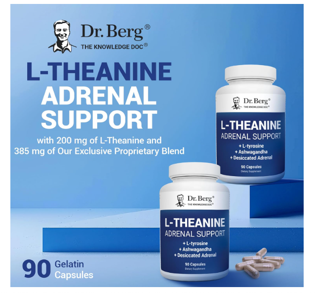 Dr. Berg L-Theanine Adrenal Support with L-tyrosine & Licorice Root - 90 Capsules