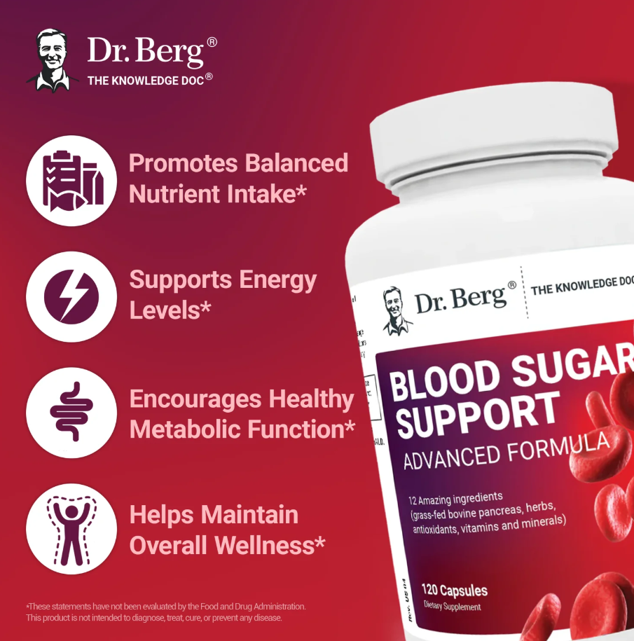 Dr. Berg Blood Sugar Support Advanced Formula with Chromium & Potassium - 120 Capsules