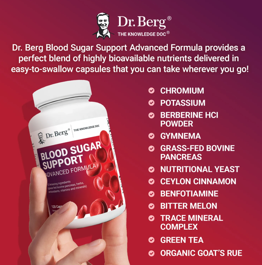 Dr. Berg Blood Sugar Support Advanced Formula with Chromium & Potassium - 120 Capsules