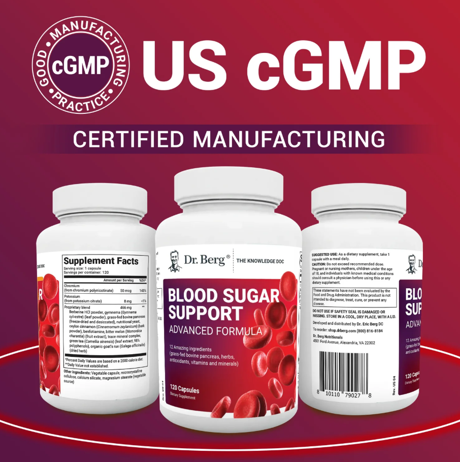 Dr. Berg Blood Sugar Support Advanced Formula with Chromium & Potassium - 120 Capsules