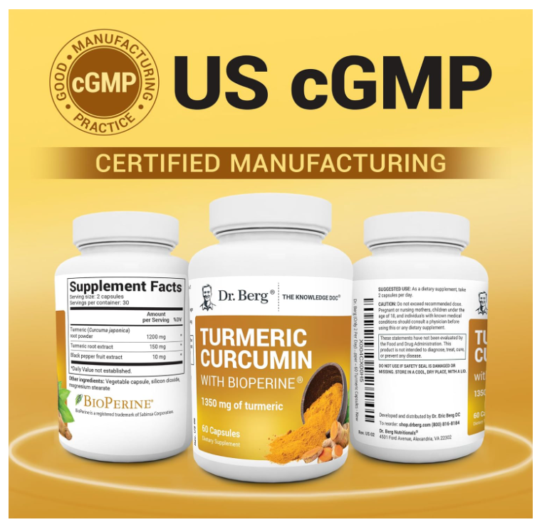 Dr. Berg Turmeric Curcumin with BioPerine - 60 Capsules