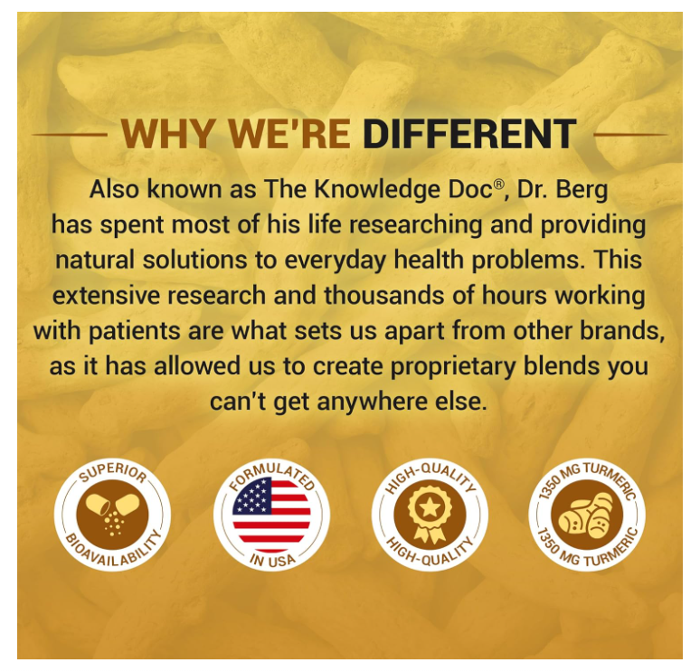 Dr. Berg Turmeric Curcumin with BioPerine - 60 Capsules