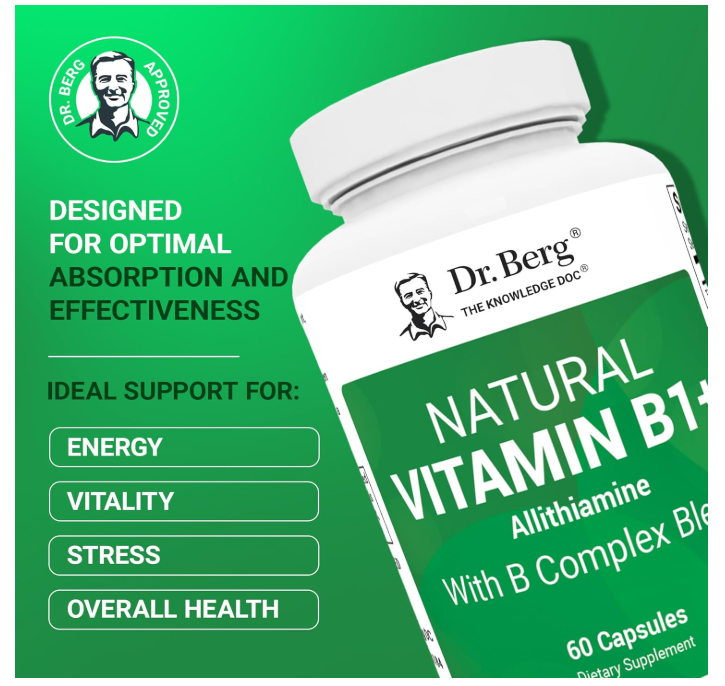 Dr. Berg Natural Vitamin B1+ Allithiamine with B Complex Blend - 60 Capsules