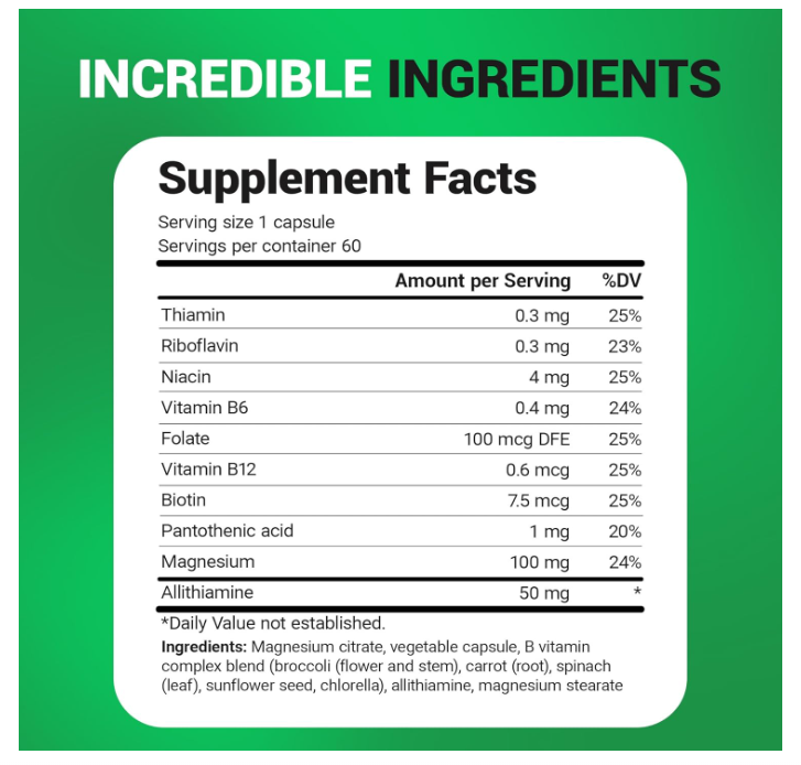Dr. Berg Natural Vitamin B1+ Allithiamine with B Complex Blend - 60 Capsules