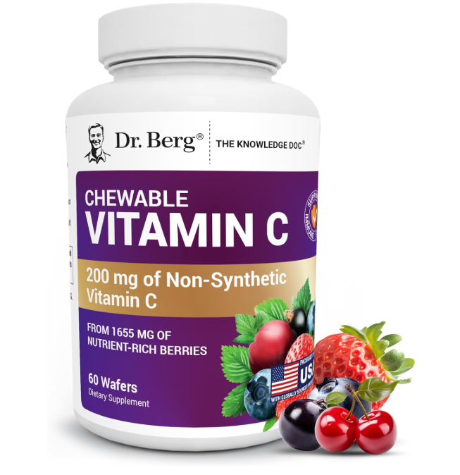 Dr. Berg Chewable Vitamin C Complex - Made with Organic Berries - 60 Servings
