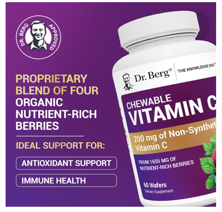 Dr. Berg Chewable Vitamin C Complex - Made with Organic Berries - 60 Servings