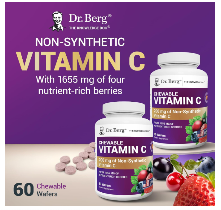 Dr. Berg Chewable Vitamin C Complex - Made with Organic Berries - 60 Servings
