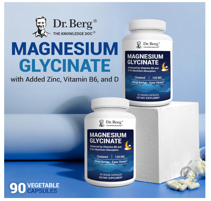 Dr. Berg Magnesium Glycinate with Vitamin D B6 & Zinc - 90 Capsules
