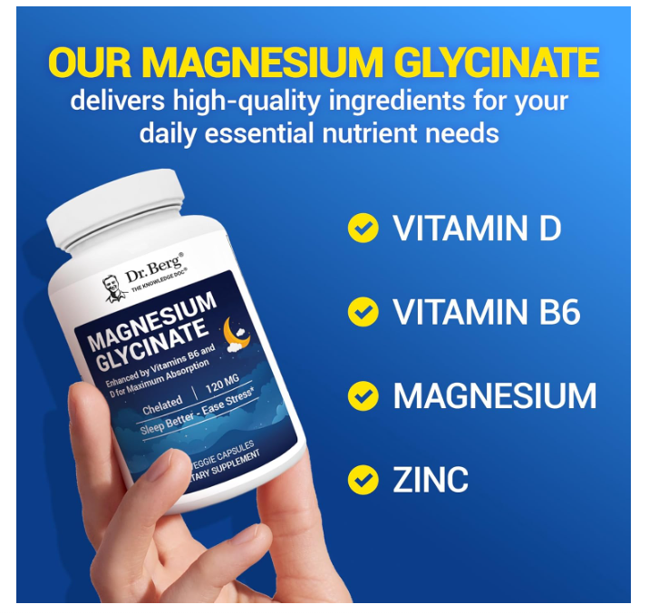 Dr. Berg Magnesium Glycinate with Vitamin D B6 & Zinc - 90 Capsules