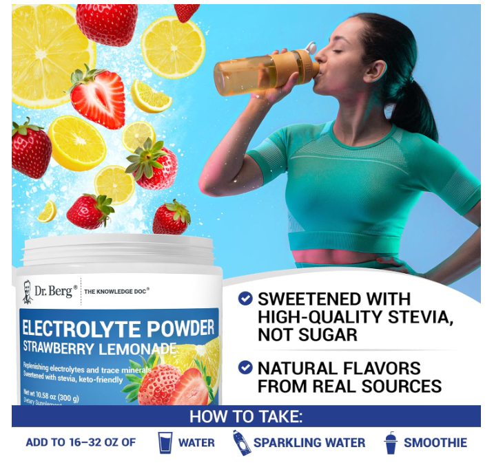Dr. Berg Electrolyte Powder Strawberry Lemonade 50-Servings