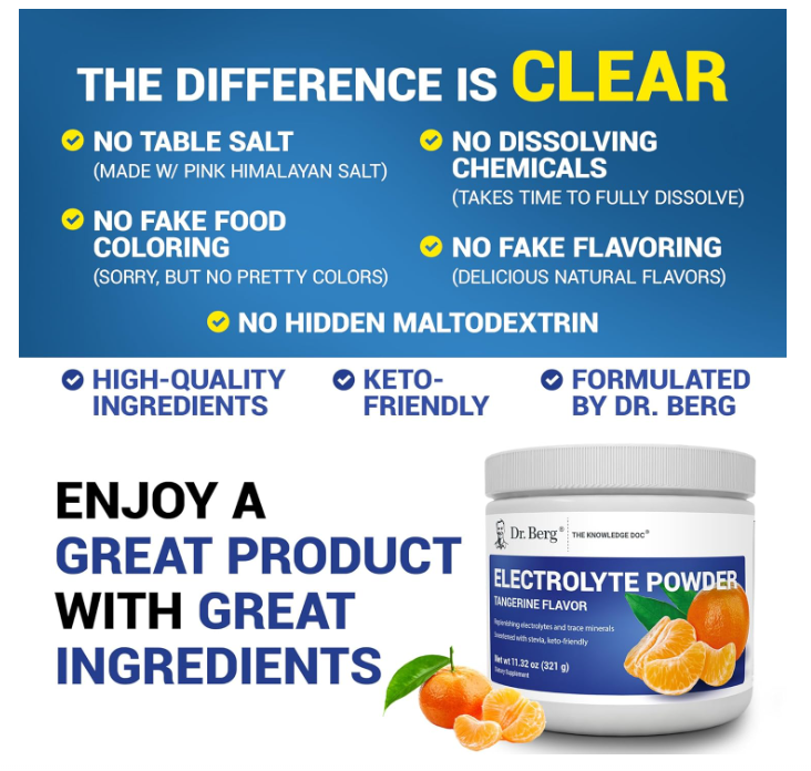 Dr. Berg Electrolyte Powder Tangerine 50-Servings