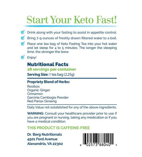 Dr. Berg Keto Fasting Tea Sweetened 28-Teabags