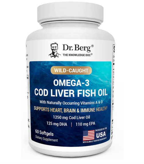 Dr. Berg 1250 mg Omega 3 COD Liver Fish Oil - 60 Softgels