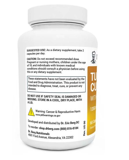 Dr. Berg 1,350 mg Turmeric Curcumin with Biopterin 60 Capsules