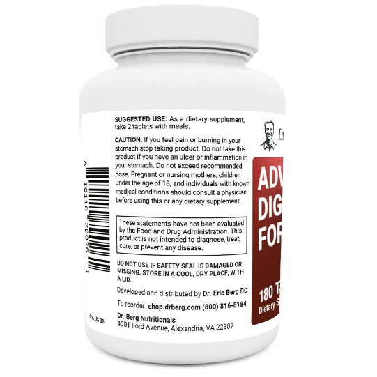 Dr. Berg Advanced Digestive Formula 180 Tablets (Expiration Date - October 2024)