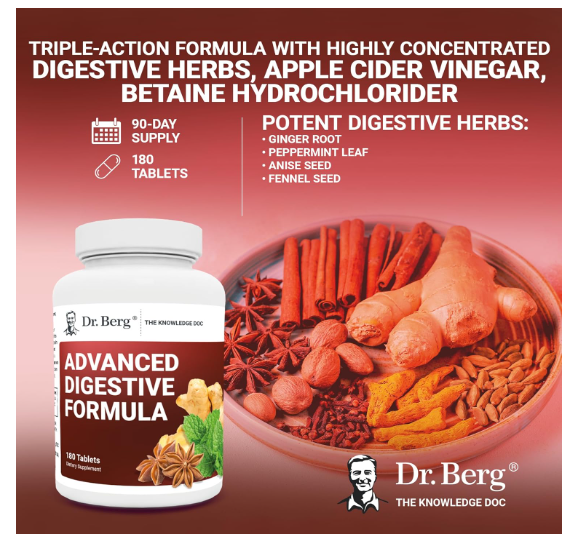 Dr. Berg Advanced Digestive Formula 180 Tablets (Expiration Date - October 2024)