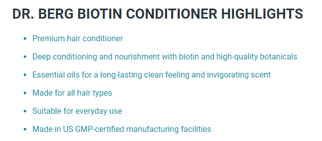 Dr. Berg Biotin Hair Conditioner 236 ML (Expiration Date: December 2024)