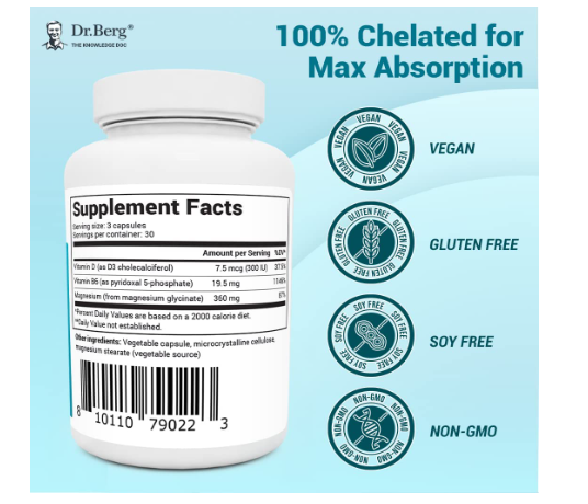 Dr. Berg Chelated Magnesium Glycinate 150 Capsules