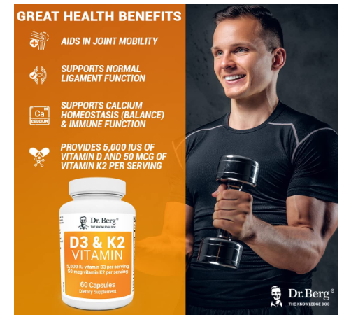 Dr. Berg Vitamin D3 & K2 5,000 IU 60 Capsules