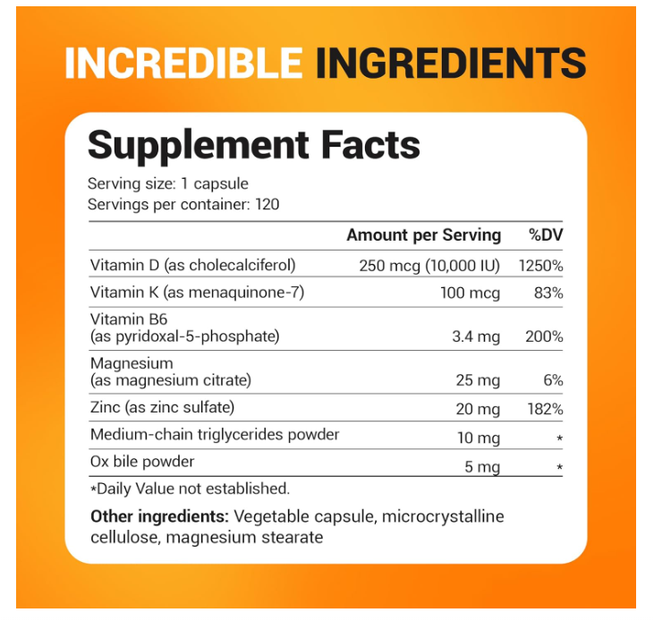 Dr. Berg 10,000 IU Vitamin D3 & K2 - 120 Capsules