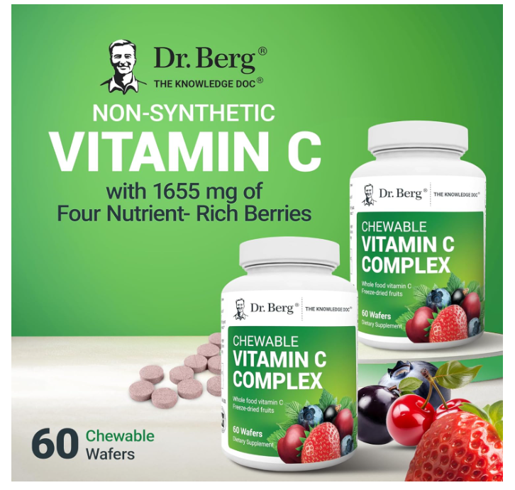 Dr. Berg Chewable Vitamin C Complex - Made with Organic Berries - 60 Servings