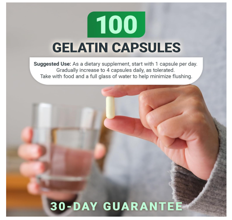 Niacin - 500 mg of Vitamin B3 - 100 Gelatin Capsules