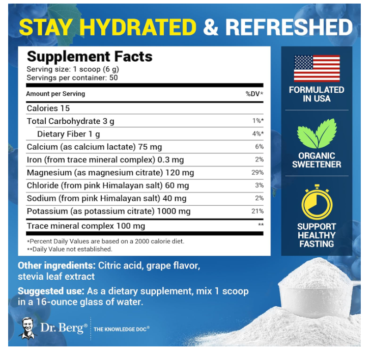 Dr. Berg Electrolyte Powder Grapes 50-Servings
