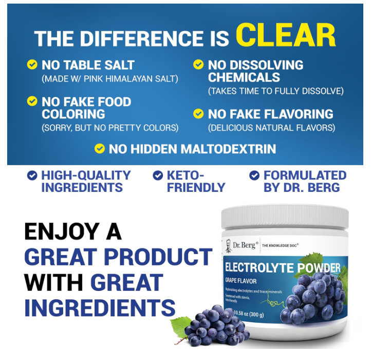 Dr. Berg Electrolyte Powder Grapes 50-Servings