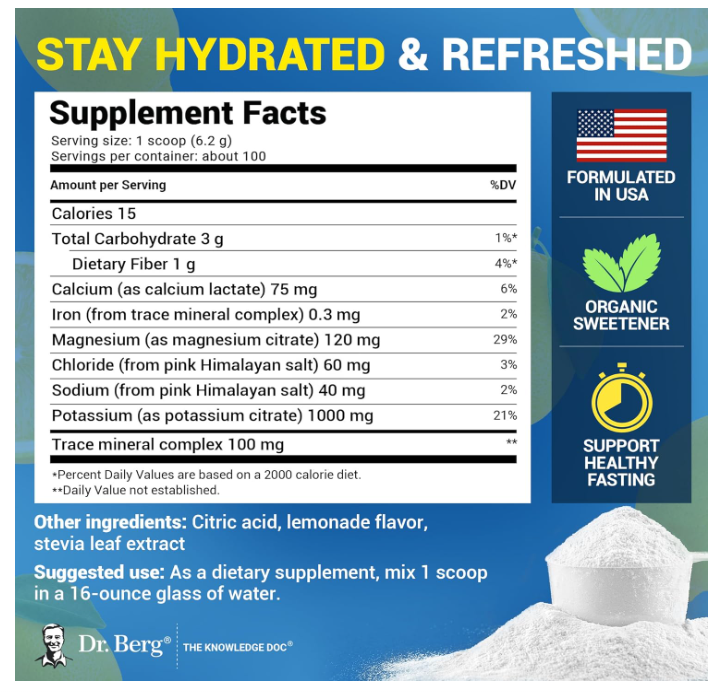 Dr. Berg Electrolyte Powder Lemonade 100-Servings