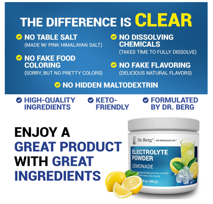 Dr. Berg Electrolyte Powder Lemonade 50-Servings