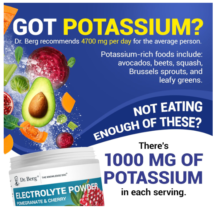Dr. Berg Electrolyte Powder Pomegranate & Cherry Flavor 50-Servings