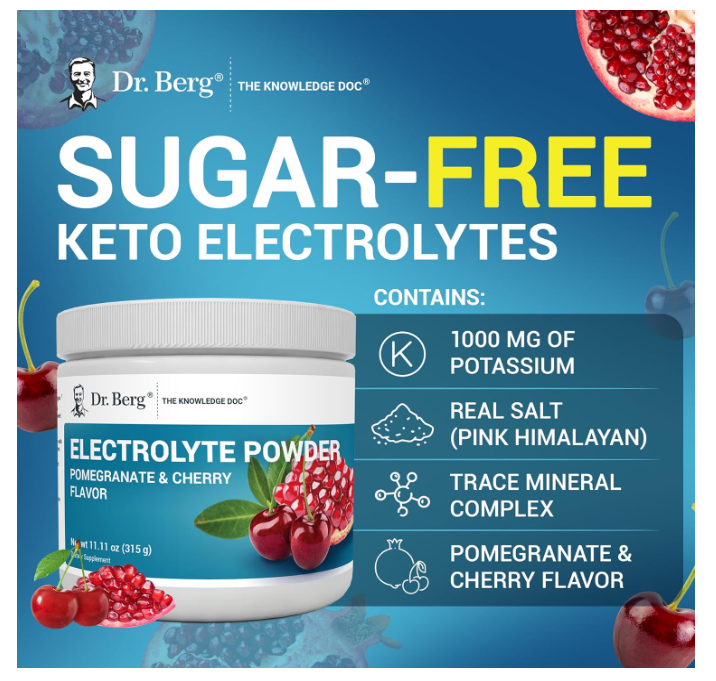 Dr. Berg Electrolyte Powder Pomegranate & Cherry Flavor 50-Servings