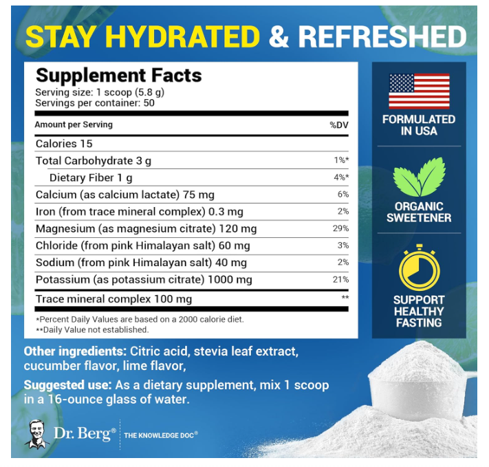 Dr. Berg Electrolyte Cucumber & Lime 50-Servings